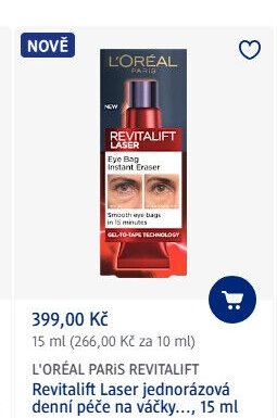 L'ORÉAL PARIS REVITALIFT Laser jednorázová denní péče na váčky, 15 ml