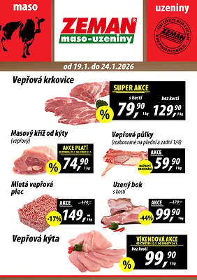 aktuální leták ZEMAN maso - uzeniny 19.1.2026-24.1.2026
