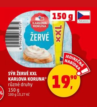 SÝR ŽERVÉ XXL KARLOVA KORUNA různé druhy 150 g