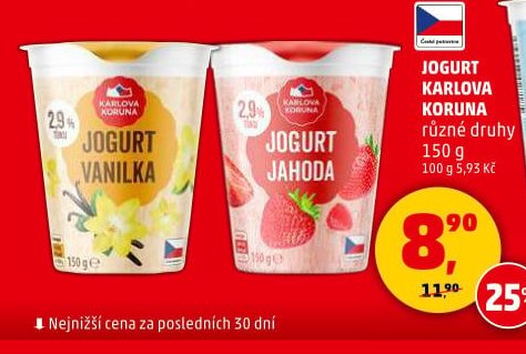 JOGURT KARLOVA KORUNA různé druhy 150 g