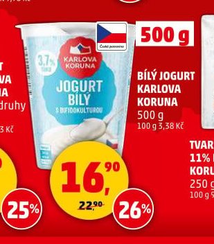 BÍLÝ JOGURT KARLOVA KORUNA 500 g