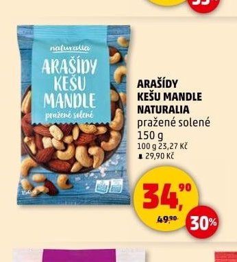 ARAŠÍDY KEŠU MANDLE NATURALIA 150 g