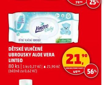 DĚTSKÉ VLHČENÉ UBROUSKY ALOE VERA LINTEO