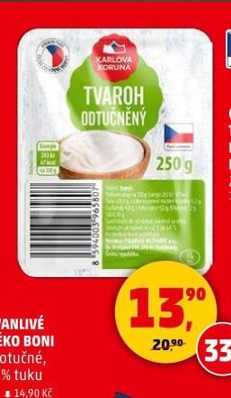Odtučněný tvaroh Karlova Koruna
