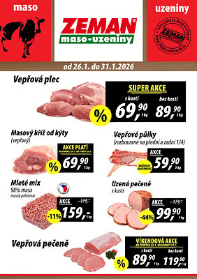 aktuální leták ZEMAN maso - uzeniny 26.1.2026-31.1.2026