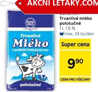 Trvanlivé mléko polotučné