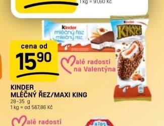 KINDER MLÉČNÝ ŘEZ/MAXI KING