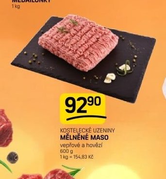 KOSTELECKÉ UZENINY MĚLNĚNÉ MASO