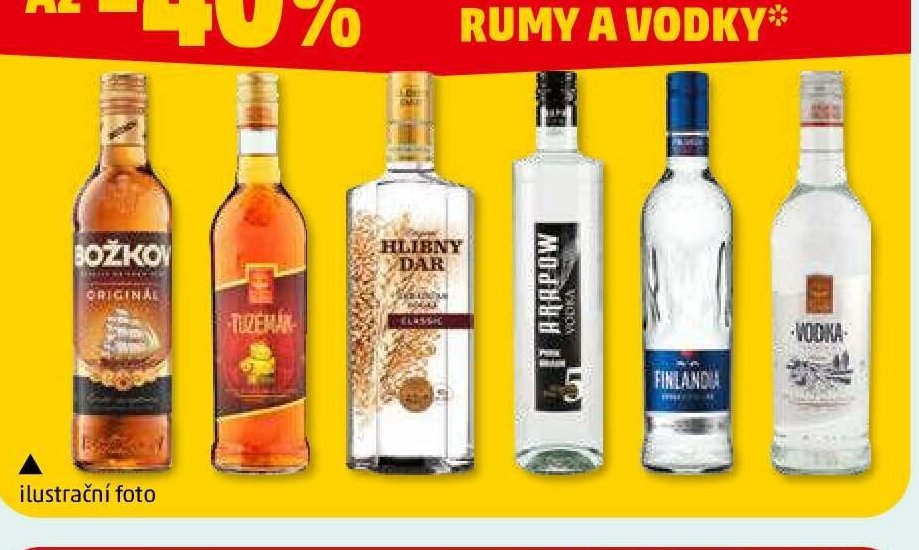 Božkov, Tuzemák, Hlebný Dar, Arapow, Finlandia, Vodka