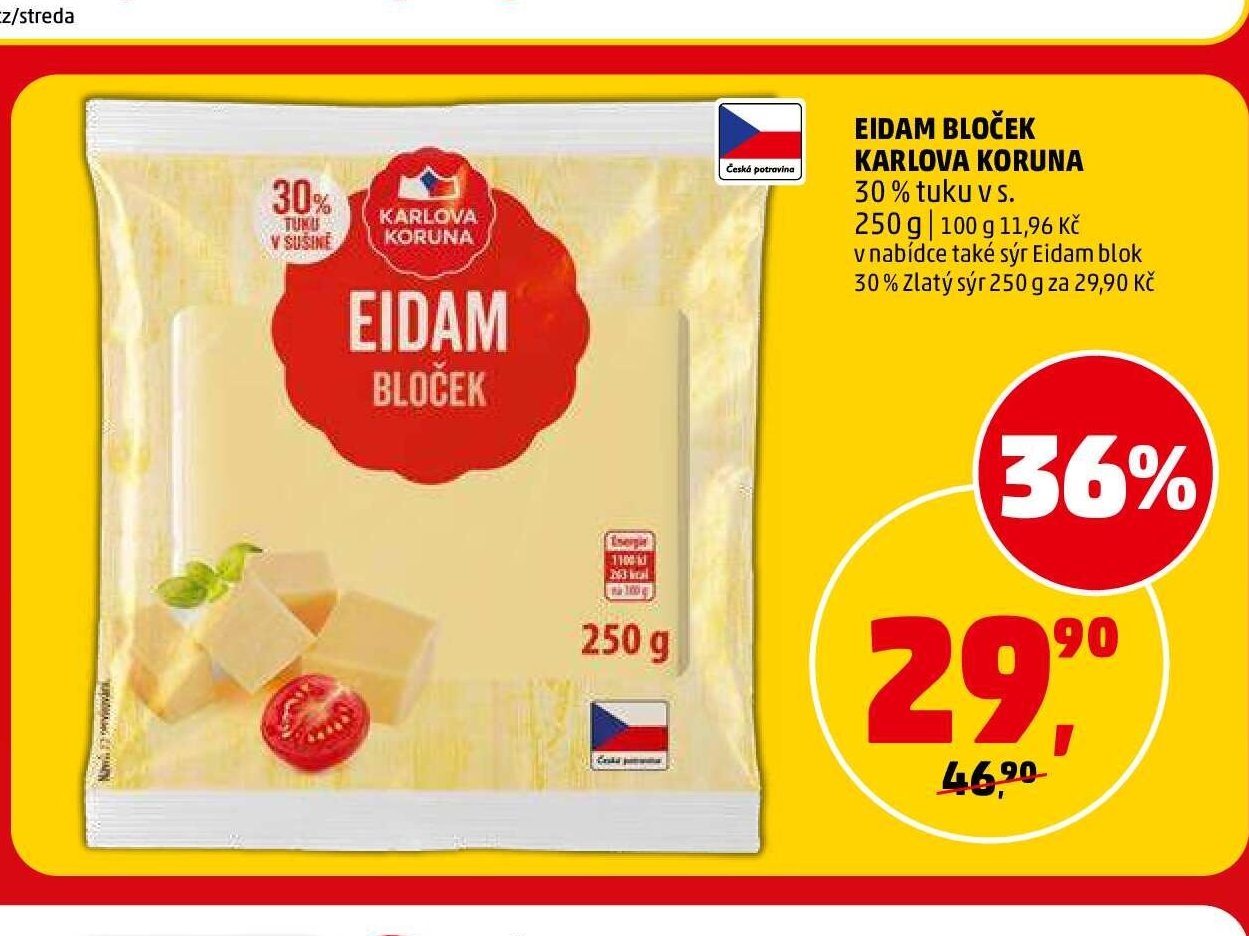 EIDAM BLOČEK KARLOVA KORUNA 30 % tuku v s.