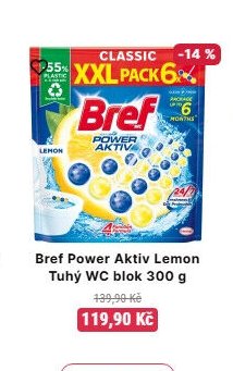 Bref Power Aktiv Lemon Tuhý WC blok 300 g