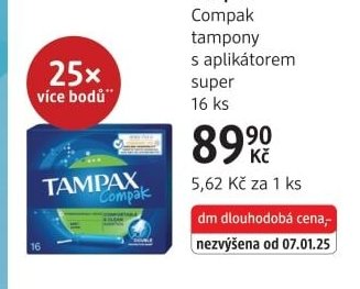 Tampax Compak tampony s aplikátorem super 16 ks