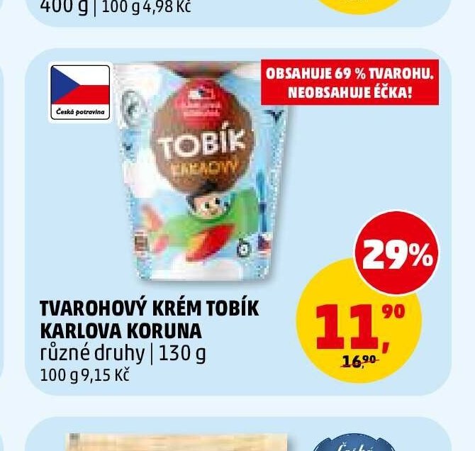 Tvarohový krém Tobík Karlova Koruna