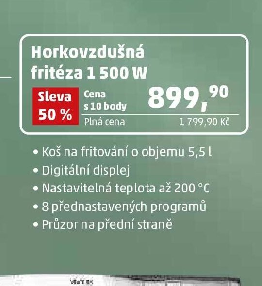Horkovzdušná fritéza 1 500 W