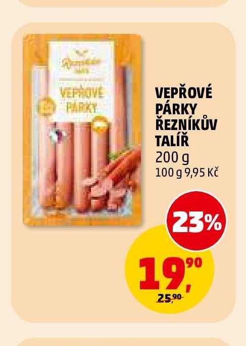 Vepřové párky Řezníkův talíř