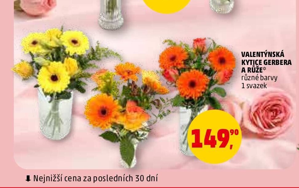 Valentýnská kytice gerbera a růže