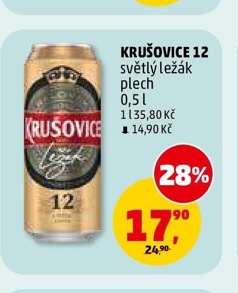 KRUŠOVICE 12 světlý ležák plech 0,5 l