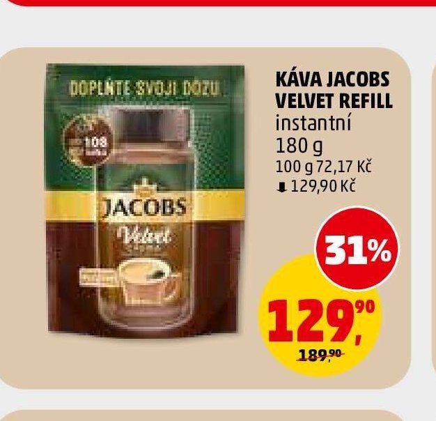 KÁVA JACOBS VELVET REFILL instantní