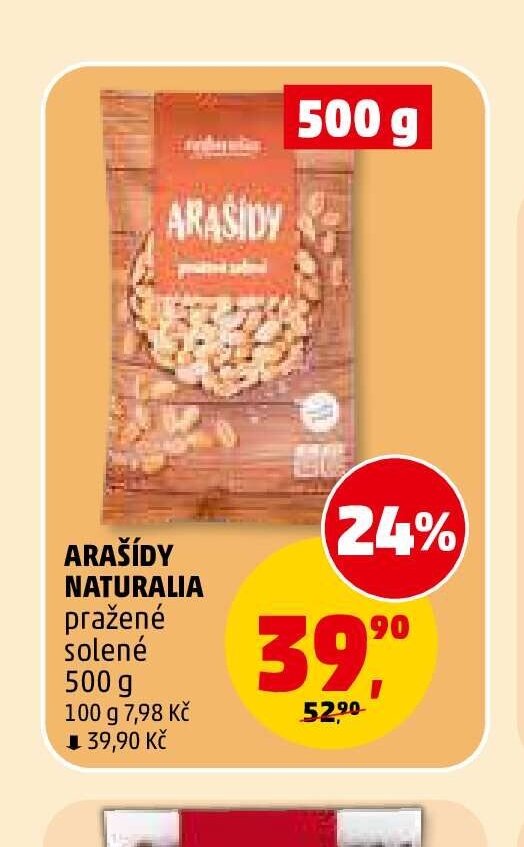ARAŠÍDY NATURALIA pražené solené 500 g