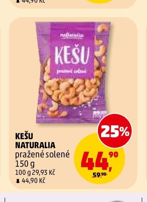 KEŠU NATURALIA pražené solené 150 g