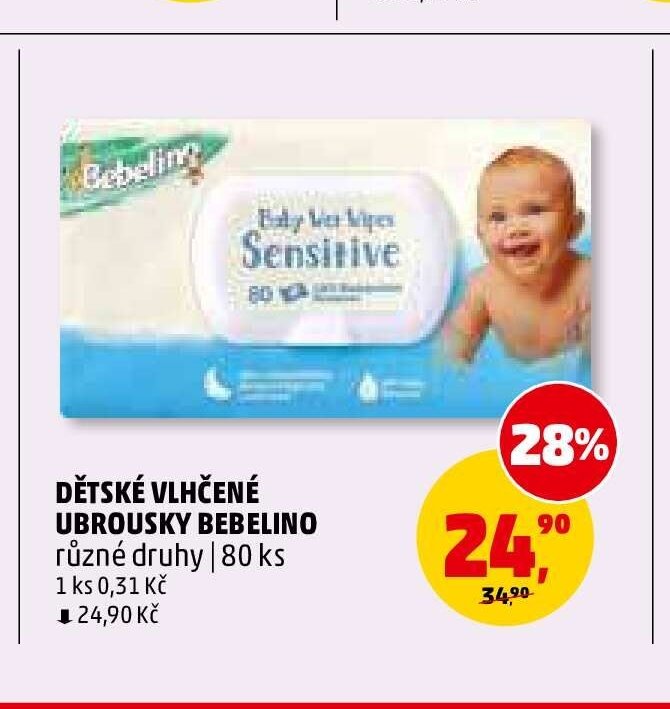 DĚTSKÉ VLHČENÉ UBROUSKY BEBELINO různé druhy | 80 ks
