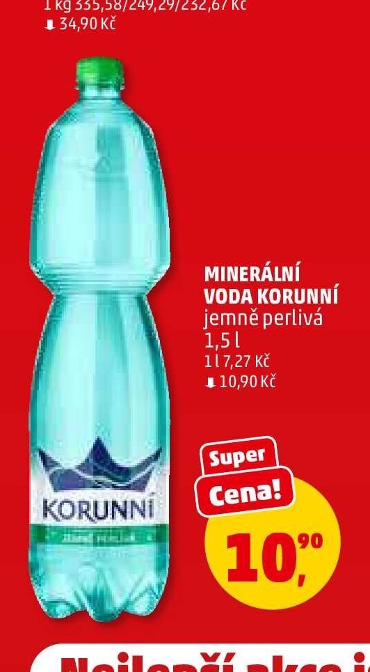 MINERÁLNÍ VODA KORUNNÍ jemně perlivá 1,5 l