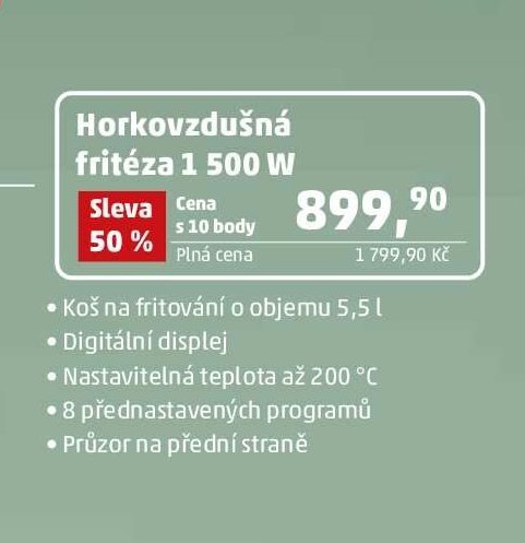 Horkovzdušná fritéza 1 500 W
