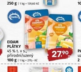 EIDAM PLÁTKY 45 % t. v S., přírodní/uzený 100 g