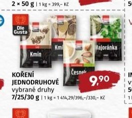 KOŘENÍ JEDNODRUHOVÉ vybrané druhy 7/25/30 g
