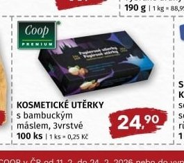 KOSMETICKÉ UTĚRKY s bambuckým máslem, 3vrstvé 100 ks