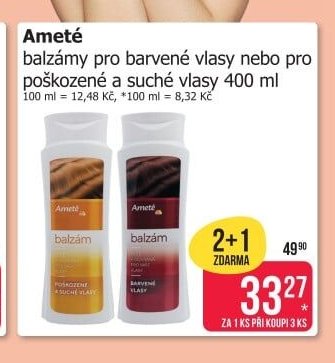 Ameté balzámy pro barvené vlasy nebo pro poškozené a suché vlasy 400 ml