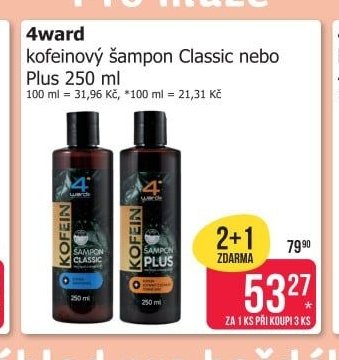 4ward kofeinový šampon Classic nebo Plus 250 ml