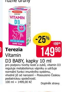 Terezia Vitamin D3 BABY, kapky 10 ml