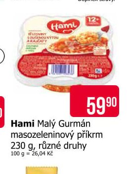 Hami Malý Gurmán masozeleninový příkrm 230 g, různé druhy