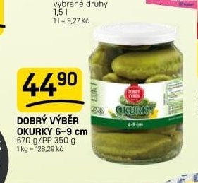 DOBRÝ VÝBĚR OKURKY 6-9 cm