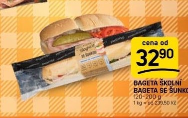 BAGETA ŠKOLNÍ BAGETA SE ŠUNKOU