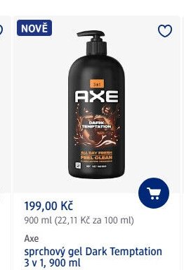 Axe sprchový gel Dark Temptation 3 v 1, 900 ml
