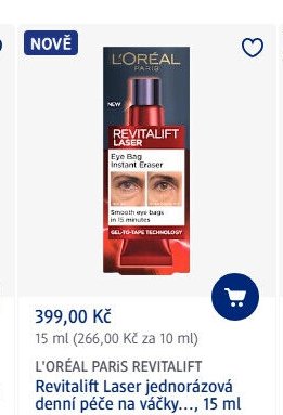 L'ORÉAL PARIS REVITALIFT Laser jednorázová denní péče na váčky..., 15 ml