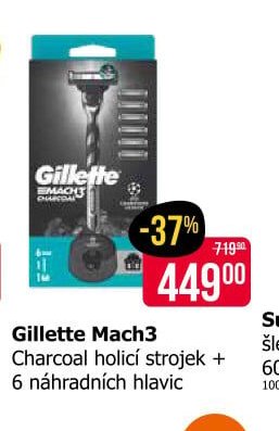 Gillette Mach3 Charcoal holicí strojek + 6 náhradních hlavic