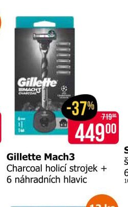 Gillette Mach3 Charcoal holicí strojek + 6 náhradních hlavic