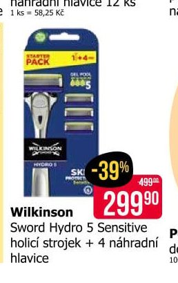 Wilkinson Sword Hydro 5 Sensitive holicí strojek + 4 náhradní hlavice