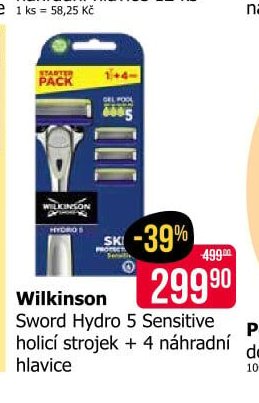 Wilkinson Sword Hydro 5 Sensitive holicí strojek + 4 náhradní hlavice