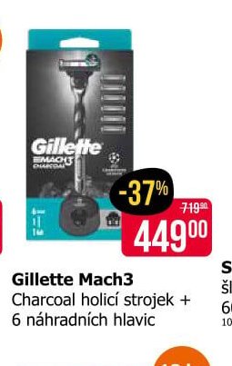 Gillette Mach3 Charcoal holicí strojek + 6 náhradních hlavic