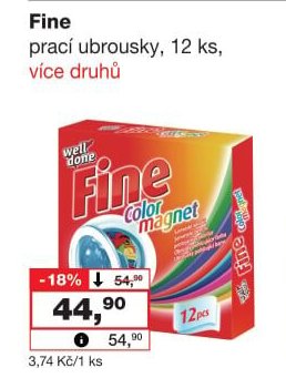 Fine prací ubrousky, 12 ks
