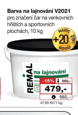 Barva na lajnování V2021 pro značení čar na venkovních hřištích a sportovních plochách, 10 kg