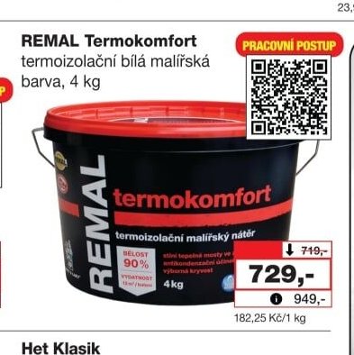 REMAL Termokomfort termoizolační bílá malířská barva, 4 kg