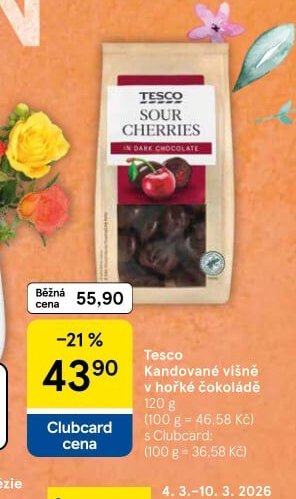 Tesco Kandované višně v hořké čokoládě