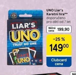 UNO Liar's Karetni hra