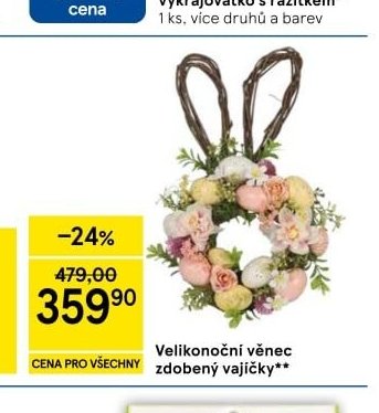 Velikonoční věnec zdobený vajíčky