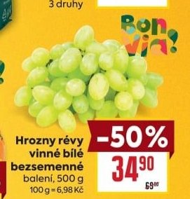 Hrozny révy vinné bílé bezsemenné